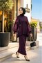 Shirt Collar Silk Kupra Garnished Tunic and Pencil Skirt Mercerized Fabric Two-Piece Set - 2