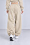 Beige Winter Thick Fleece Lined High Waist Elastic Cuff Basic Jogger Sweatpants - 4