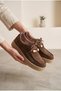 Women's Suede Look Moccasin Casual Shoes with Bead Accessories and Thick Sole - 3