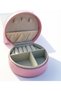 Small Round Portable Travel Jewellery Organiser Case Pink - 4