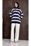 Knitwear with White Collar and Horizontal Stripes - 3