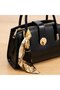 Shiny Black Mini Women's Handbag with Gold Lock Detail and Zippered Scarf Accessory Bsk2026 - 2