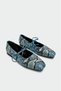 Solix Snake Patterned Tie-Up Women's Blue Ballerinas