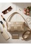 Champagne Gold Metallic Knitted Textured Women's Shoulder and Crossbody Bag Bsk2026 - 5