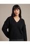 Women's V-Neck Soft Textured Relaxed Fit Long Sleeve Knitwear Sweater - 2