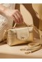 Gold Shiny Mini Women's Clutch Bag and Crossbody Bag with Lock Detail BX - 3