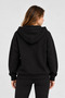 Women's Zippered Hooded Oversize Sweatshirt Cardigan with Pockets 27701 - Black - 5