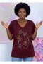 Women's Large Size V-Neck Short Sleeve Cotton Linear Butterfly Print Trend T-Shirt - 3