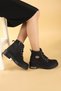 Kemal Aygün-Scooter Black Genuine Leather Ankle Boots |   Lace-Up Zippered Casual Boots - 6