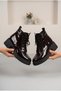 Women's Patent Leather Shiny Lace-Up and Zippered Thick Heeled Casual Boots - 3