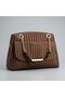 Brown Self-Patterned Women's Handbag and Crossbody Shoulder Bag with Gold Detail Bsk2026 - 2