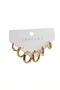 Women's Gold Color Zircon Stone 3-Piece Geometric Hoop Earring Set (Shipped with Box) - 2