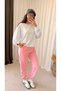Three-Thread Elastic Cuffed Sweatpants - Candy Pink