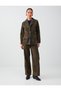 Khaki Pocket Detailed Flocked Printed Denim Trousers - 3