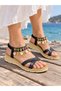 Women's Black Anklet Model Orthopedic Sole Sandals - 2