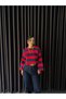 Women's Striped Oversize Crop Sweatshirt
