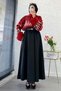Premium Bell Model Scuba Skirt with Elastic Waist - Black - 6