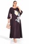 Plus Size Floral Print Long Satin Special Occasion Dress