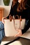 Cream Tan New Season Waterproof Lacoste Fabric 4-Compartment Women's Shoulder Bag - 3