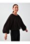 Bitter Brown Elastic Waist Crew Neck Relaxed Cut Textured Blouse - 3