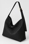 Black Women's Knitted Textured Adjustable Strap Suede Look Women's Hobo Shoulder Bag - 3