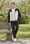 Xn-3029 Men's Black and White Casual Hooded Coat