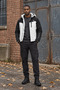 Xn-9572 Men's Black and White Casual Hooded Coat