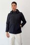 Men's Hooded Softshell Coat with 3 Hidden Pockets and Zipper, Navy Blue - 27K 2414