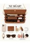 Tan Suede Shk350 Chain Strap, Magnetic, 3 Compartments, Women's Evening Dress and Clutch, Hand and Shoulder Bag - 3