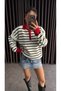 Women's Zippered Striped Sweater - 2