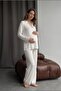 Veloria Shirt Collar Lace Embroidered Maternity and Postpartum Pajama Set