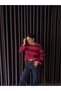 Women's Striped Oversize Crop Sweatshirt - 3