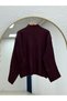 Isolde Stitched Detailed Turtleneck Knitwear Sweater-Zi̇5289 Claret Red - 6
