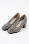 Demra File Stone Patterned Women's Classic Heeled Shoes Platinum Sim - 6