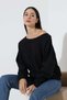Women's 3-Strand Ruffled Shoulder Drop Boat Neck Sweatshirt 22278