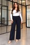Women's Plus Size High Waist Wide Leg Fabric Pants 1120 - 3