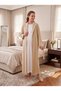 New Season Beige Shawl Collar Winter Full Length Breastfeeding Compatible Design Long Sleeve Maternity Pajamas Nightgown Set - 5