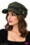 Dark Khaki Cashmere Captain's Cap Hat with Rope Detail Stylish Design Brimmed Elasticated Back Autumn Winter Painter's Sailor Hat