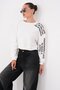 Women's Oversize Short Sweatshirt with Sleeve Print Detail Cty-Şml-265140 - 4