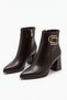 Reyas Side Shaped Buckle Women's Heeled Boots Brown Leather - 2