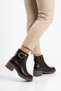 Merlosev Women's Side Buckle Boots Brown Leather - 5