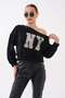 Women's Printed Stone Detailed Boat Neck Sweatshirt Cty-Şml-265141 - 3