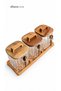 Akasya Set of 3 Square Glass Jars with Stands - Spice Set 3 X 950 ml with Handle Lids - Vacuum Lid - 3