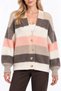 Women's Striped Color-Blocked Buttoned V-Neck Knitwear Cardigan - 2