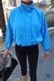 Parachute Fabric Zippered Snap Fastener Jacket Blue - 6