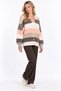 Women's Striped Color-Blocked Buttoned V-Neck Knitwear Cardigan - 7