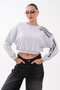 Women's Oversize Short Sweatshirt with Sleeve Print Detail Cty-Şml-265140 - 2