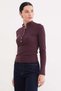 Ribbed Half Snap Collar Slim Fit Blouse - 7