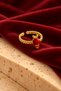 Adjustable Ring with Red Carrot Detail - 4