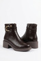 Merlosev Women's Side Buckle Boots Brown Leather - 7